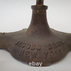 Vtg Antique NY Jacobs Bros Cast Iron Type 77 Candy Scale 6lbs Weight & Brass Pan