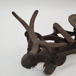 Vtg Antique NY Jacobs Bros Cast Iron Type 77 Candy Scale 6lbs Weight & Brass Pan