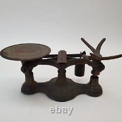 Vtg Antique NY Jacobs Bros Cast Iron Type 77 Candy Scale 6lbs Weight & Brass Pan
