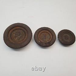 Vtg Antique NY Jacobs Bros Cast Iron Type 77 Candy Scale 6lbs Weight & Brass Pan