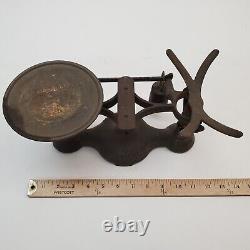Vtg Antique NY Jacobs Bros Cast Iron Type 77 Candy Scale 6lbs Weight & Brass Pan
