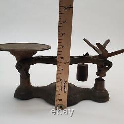 Vtg Antique NY Jacobs Bros Cast Iron Type 77 Candy Scale 6lbs Weight & Brass Pan