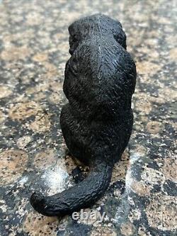 Vtg Cast Iron Playful Cat Copper Wire Ball Yarn Doorstop 3.5 lbs Kitten Sitting