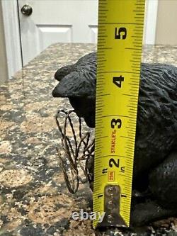 Vtg Cast Iron Playful Cat Copper Wire Ball Yarn Doorstop 3.5 lbs Kitten Sitting