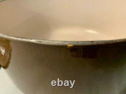 Vtg Le Creuset E Dark Brown Enameled Cast Iron Dutch Oven Pot 4.5 Qt Ridges Lid