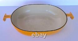 Vtg Le Creuset France Yellow Enamel Cast Iron Enzo Mari Mama Open Baker #29