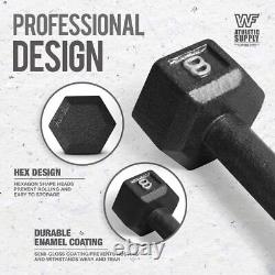 WF Athletic Supply Cast Iron Solid Hexagon Gray/Black Dumbbell Strength Training