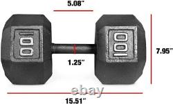 WF Athletic Supply Cast Iron Solid Hexagon Gray/Black Dumbbell Strength Training