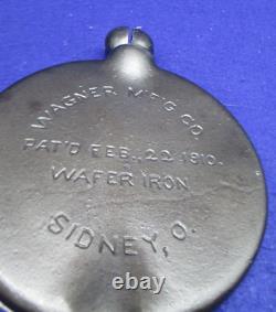 Wagner Mfg. Co. Sidney O Wafer Iron Pat'd Feb 22, 1910 with detachable Handle