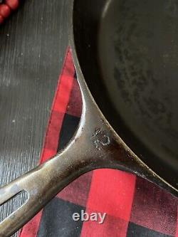Wagner Unmarked Vintage #12 14 Skillet Cast Iron Pan, Stamped A, Dual Spout