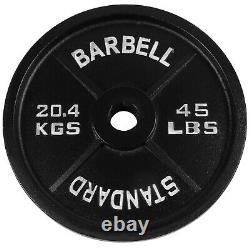 Weight 2.5, 5, 10, 25, 35, 45lbs Pound Cast Iron Standard 2 Barbell Plates