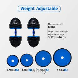 Weight Dumbbell Barbell Set 44LB/66LB/88LB Adjustable Barbell Plates Workout New