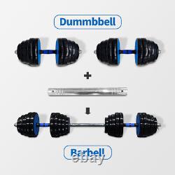 Weight Dumbbell Barbell Set 44LB/66LB/88LB Adjustable Barbell Plates Workout New