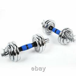 Weight Dumbbell Set Adjustable Fitness GYM Home Cast Full Iron Steel Plates 44lb