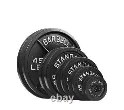 Weights 245lb Cast Iron Olympic Set 2-2.5 2-5's 2-10's 2-25's 2-35's 2-45's