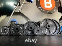 Weights 245lb Cast Iron Olympic Set 2-2.5 2-5's 2-10's 2-25's 2-35's 2-45's