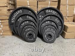 Weights 245lb Cast Iron Olympic Set 2-2.5 2-5's 2-10's 2-25's 2-35's 2-45's