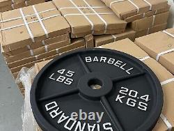 Weights 245lb Cast Iron Olympic Set 2-2.5 2-5's 2-10's 2-25's 2-35's 2-45's