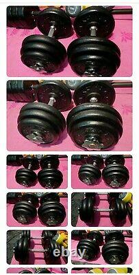 Weights set cast iron dumbbells 100 118 lb weight home gym plates for barbell
