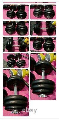 Weights set cast iron dumbbells 100 118 lb weight home gym plates for barbell
