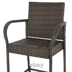 Wicker Bar Stool Rattan Chair Furniture Chair Outdoor Backyard Set of 2 Patio