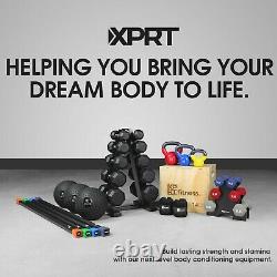 XPRT Fitness Rubber Dumbbells 150 lb Set with Storage Rack