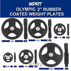 XPRT Fitness Standard Weight Plates 2.5-45lb Rubber Coated Triple-Grip Home Gym