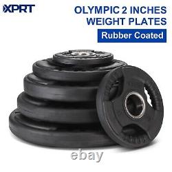 XPRT Fitness Standard Weight Plates 2.5-45lb Rubber Coated Triple-Grip Home Gym