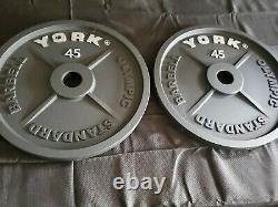 YORK Barbell 45 Lb Olympic Weight Plates Pair- Brand New Excellent Quality