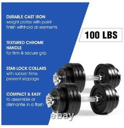 Yes4All 100 lb Adjustable Dumbbell Weight Set & Connector FREE PRIORITY SHIP