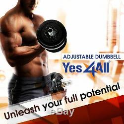 Yes4All 200 lb Adjustables Dumbbell Set Cast Iron Dumbbell Weight Plates Workout