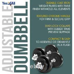 Yes4All 40/ 50/ 60 Lbs Adjustable Dumbbell Weight Set, Cast Iron Dumbbell, Pair