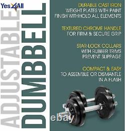 Yes4All Adjustable Dumbbells (20LB x 2)Pair 40 LBS Total Weight Fast Free ship