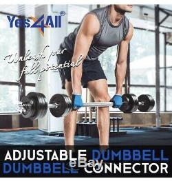 Yes4all 190 LBS Weights Adjustable Dumbbells w Connector Bar PRIORITY SHIP