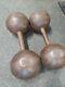 York Barbell 50 Lb. Globe Dumbbell Weights Rare Vintage Handles Are Straight