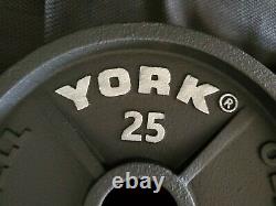 York Barbell CAST IRON Olympic 25lb Plates PAIR Brand New 2 inch hole