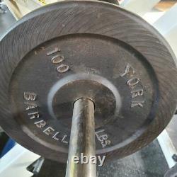 York Barbell Weights 100 lb. Olympic Plates Rare Vintage Plates Made in US
