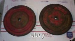 York Vintage Rare Red 2 X 50 LB = 100 POUNDS STANDARD 1-1/8 HOLE WEIGHT PLATES
