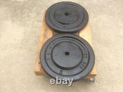 York Vtg Rare 50 Lbs Plates (2) Weight Lifting Excercise Standard 1