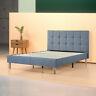 Zinus Lottie Upholstered Square Stitched Platform Bed, Blue Slate