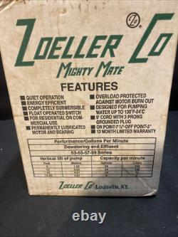 Zoeller M53 Mighty-Mate 53-D Cast Iron Sump Pump, Automatic NOS VINTAGE 1996
