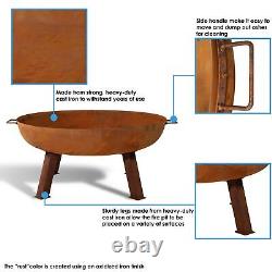 34 pouces Bol de Foyer en Fonte Rustique avec Support par Sunnydaze