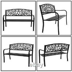 50 In Outdoor Patio Park Welcome Backrest Cast Iron Banc Chaise Siège 750lbs