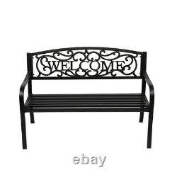 50 In Outdoor Patio Park Welcome Backrest Cast Iron Banc Chaise Siège 750lbs