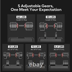 5-levels 6.6 To 44 Lbs Réglable Dumbbells Speedy Handle Gym Hommes/femmes