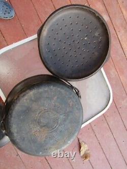 8 GRISWOLD grand logo de bloc TITE-TOP DUTCH OVEN avec PAT. # Fonte