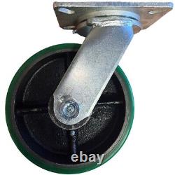 8 x 3 Roulettes pivotantes en polyuréthane sur fonte 2500 lb. Capacité de charge