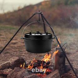 9 Quart Marmite en Fonte Préassaisonnée avec Couvercle et Outil de Levage de Couvercle pour Camping