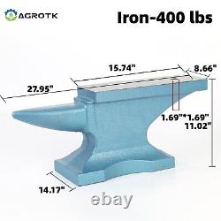 AGT-BASA-400LB Enclume en fonte de 400 livres avec un seul corne et une stabilité de comptoir.