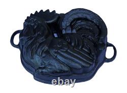Ancienne plaque de cuisson en fonte coq 2,1 kg lourd (# 13030)